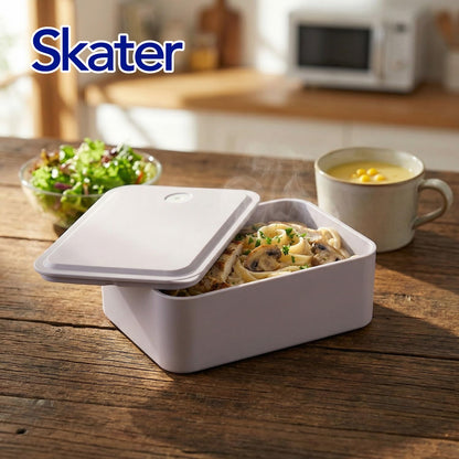 Skater Bento Box 700ml Microwave Safe Lunch Case Sepia Lavender