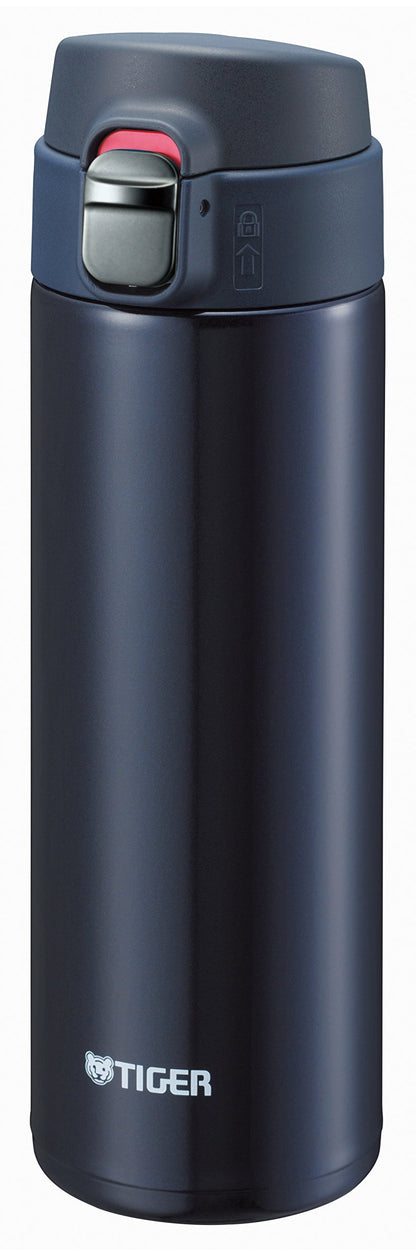 TIGER Stainless Steel Water Bottle 480ml One-Push Blue Black