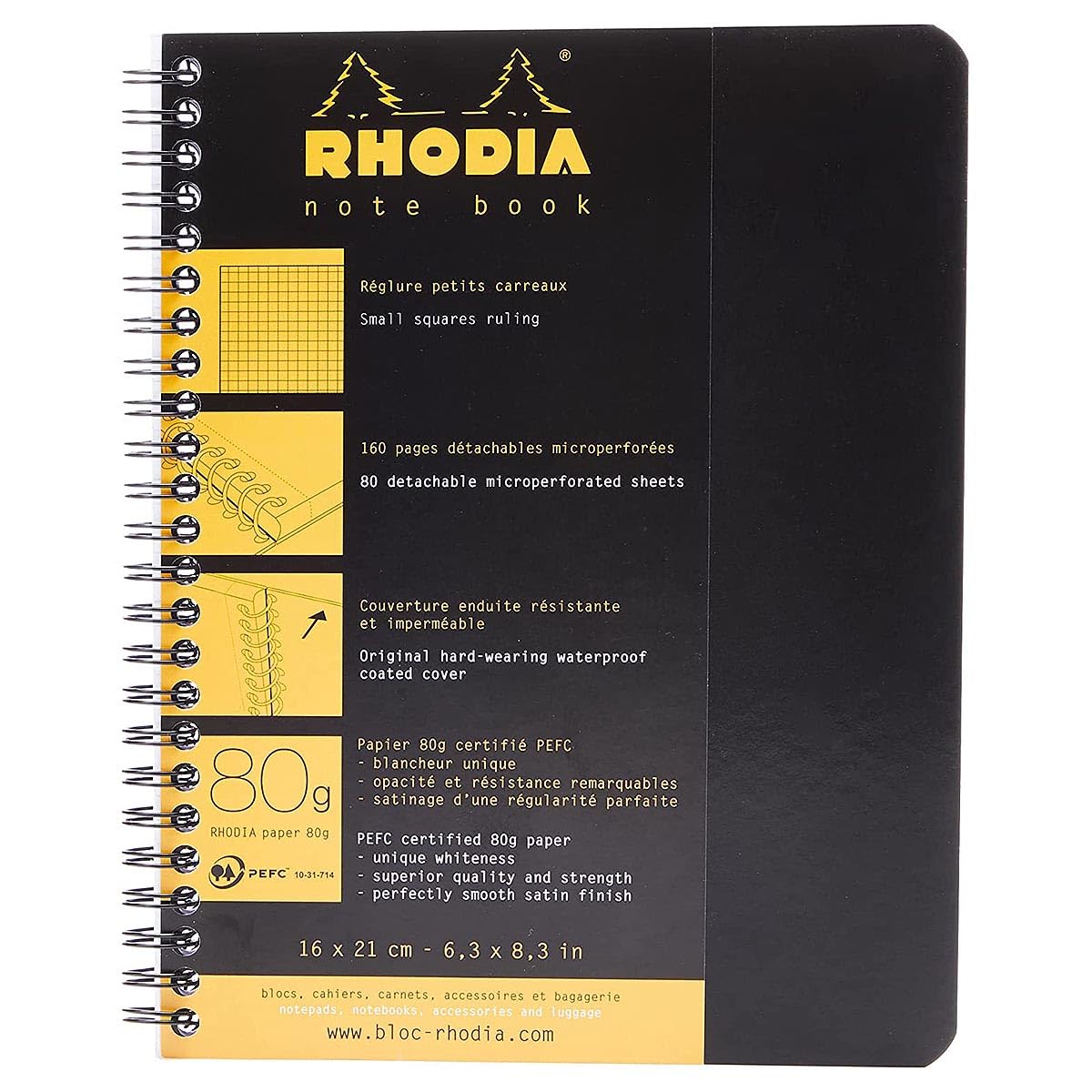 RHODIA A5 Classic Graph Paper Double Ring Notebook Black