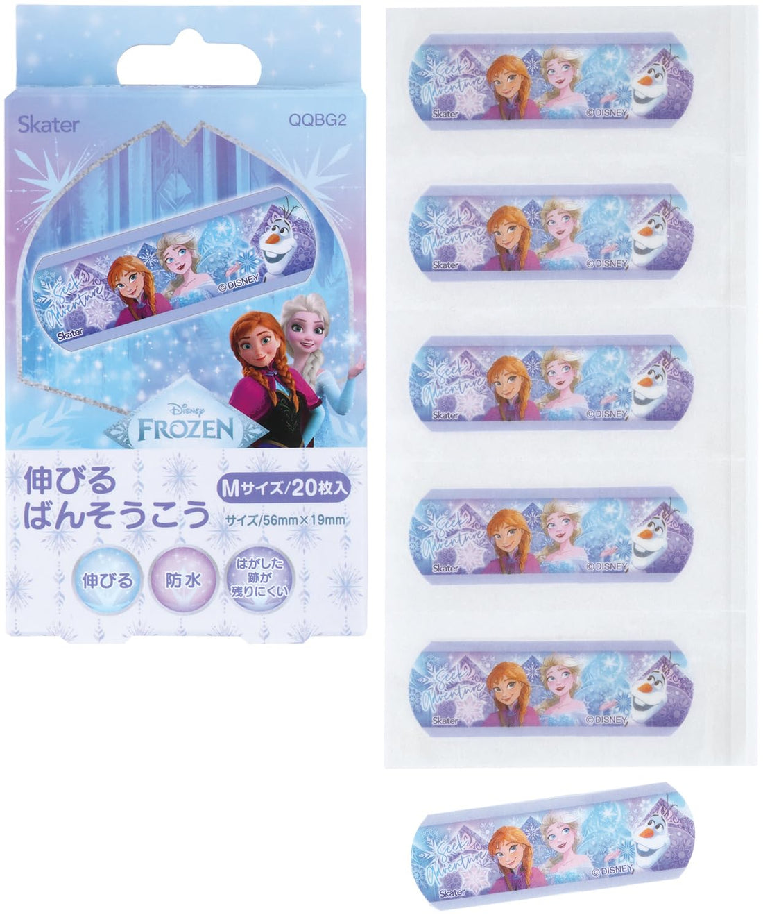 Skater Waterproof Bandages M Size 20 Count featuring Disney Frozen
