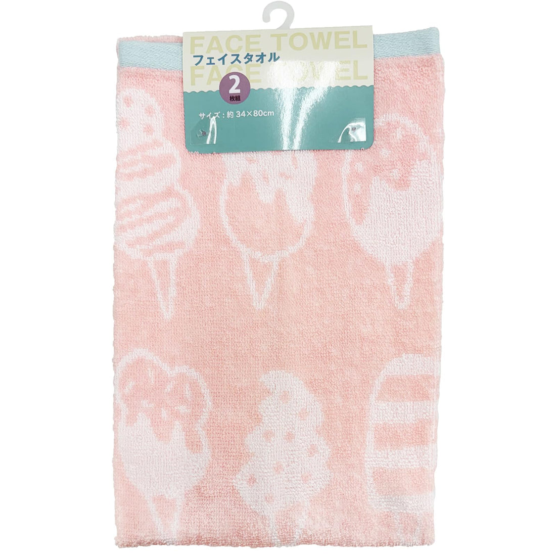 Hayashi More Ice Viking, serviettes visage roses, lot de 2, env. 34 × 80 cm, FO474602