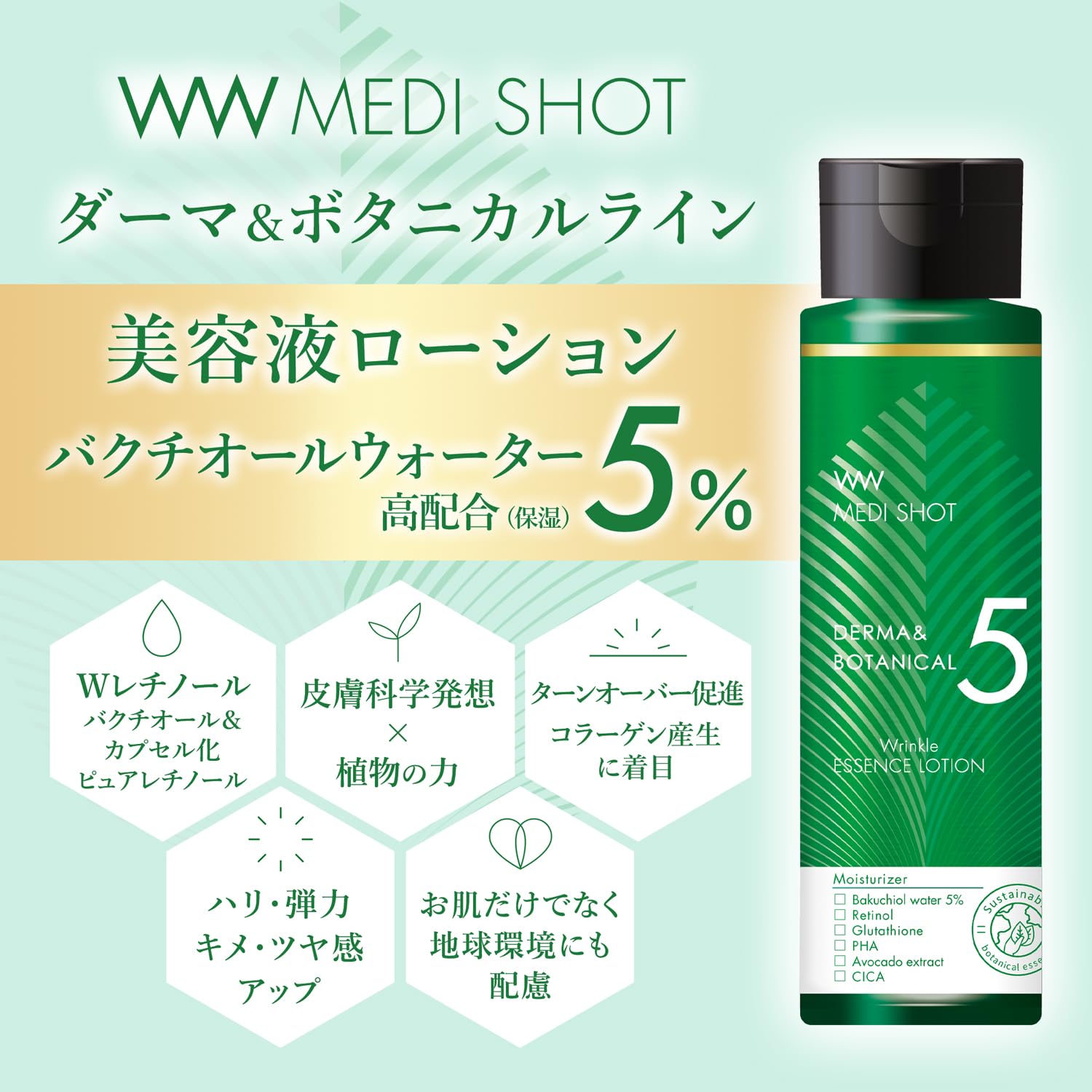 MEDI SHOT Wrinkle Beauty Essence Lotion 150ml with Bakuchiol Water