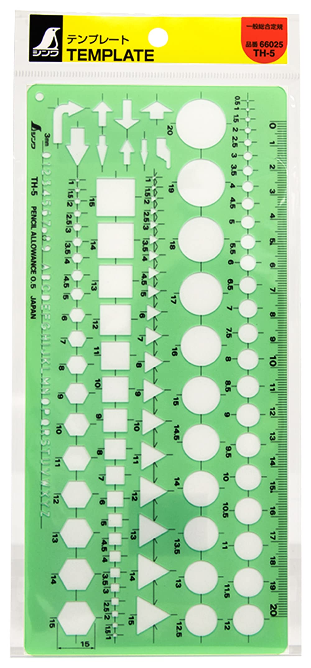 Shinwa Sokutei Template General Purpose Ruler TH-5