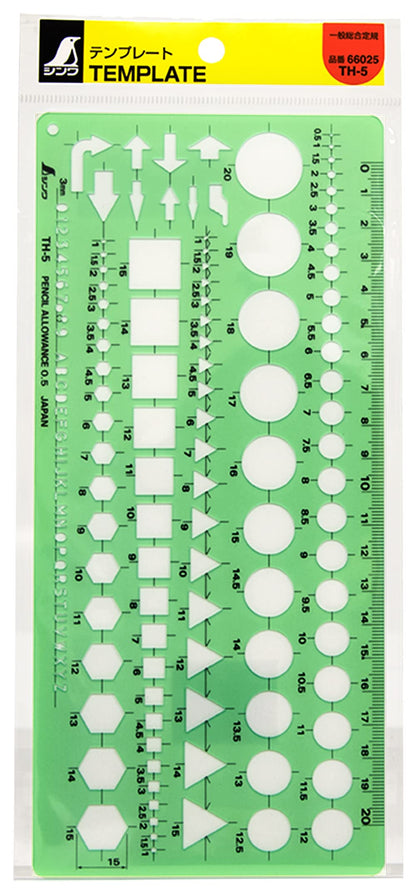 Shinwa Sokutei Template General Purpose Ruler TH-5
