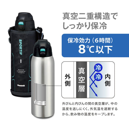 Peacock Stainless Steel Water Bottle 1000ml with Vacuum Insulation