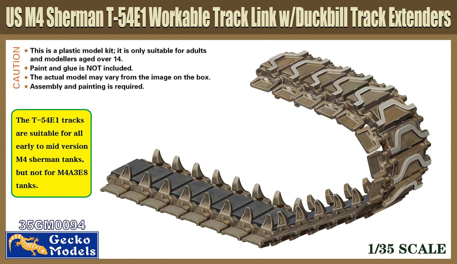 Gecko Models 1/35 M4 Sherman Tank T-54E1 Movable Track Parts