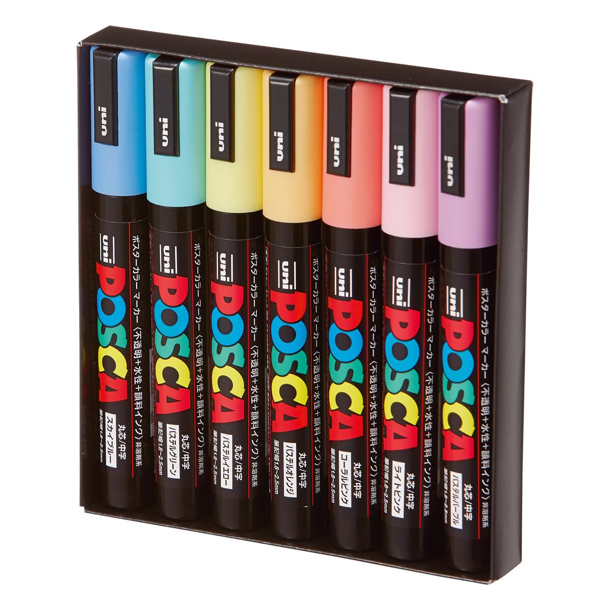 uni Water-Based Marker Posca Medium Tip 7 Colors Set