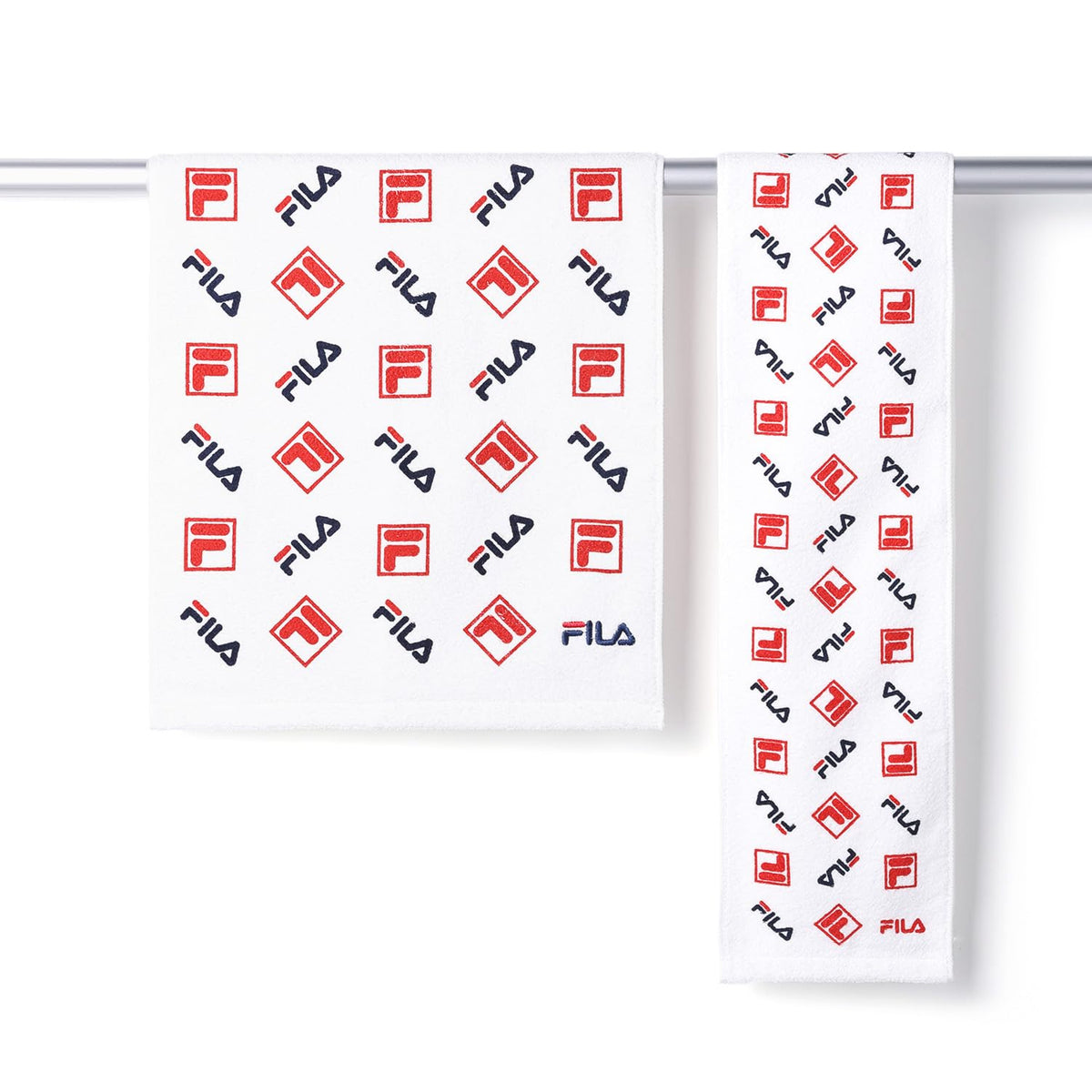 FILA Logo Mix Face Towel Red for Sports and Gym 34x75cm