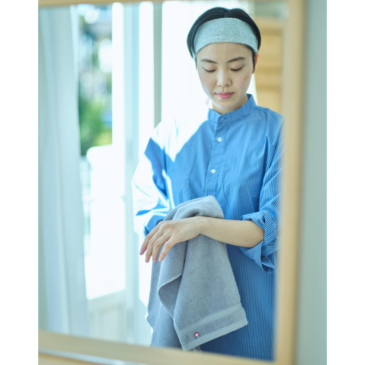 Nishikawa Imabari Face Towel 34X80cm Soft Cotton Quick Dry Navy