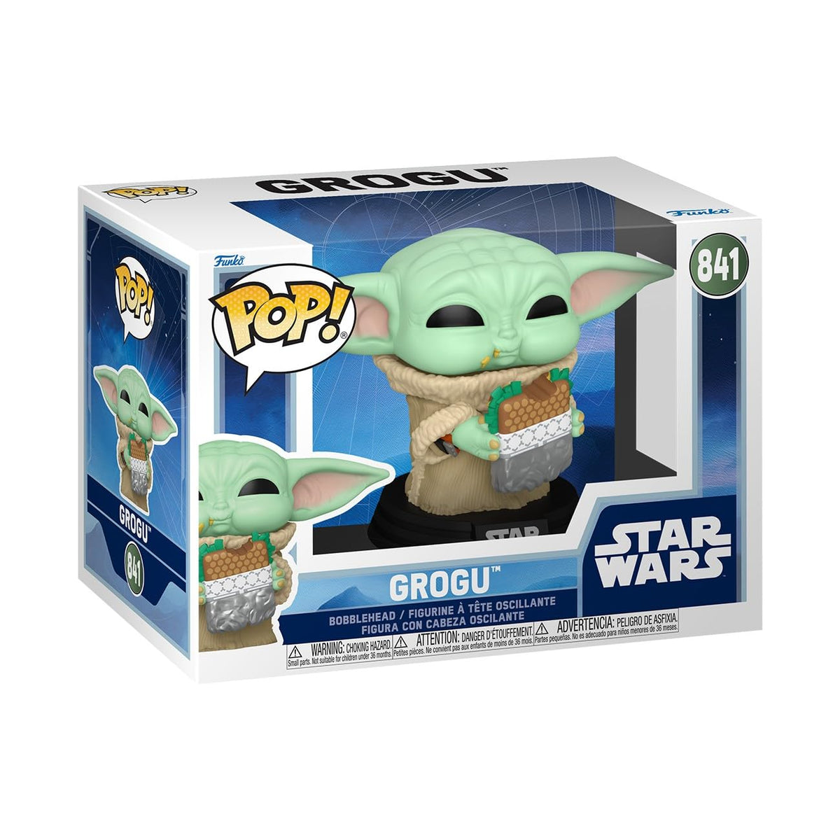 Funko Pop! Vinyl Figure of The Mandalorian and Grogu with Flat Meat Fry