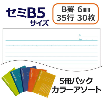 PLUS B5 Note 30 Sheets 5-Color Set for Creative Writing