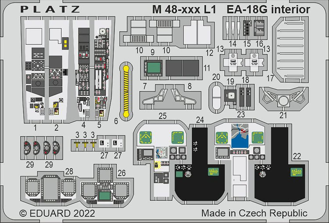 PLATZ 1/48 EA-18G Growler Cockpit Etching Parts for Model Kits