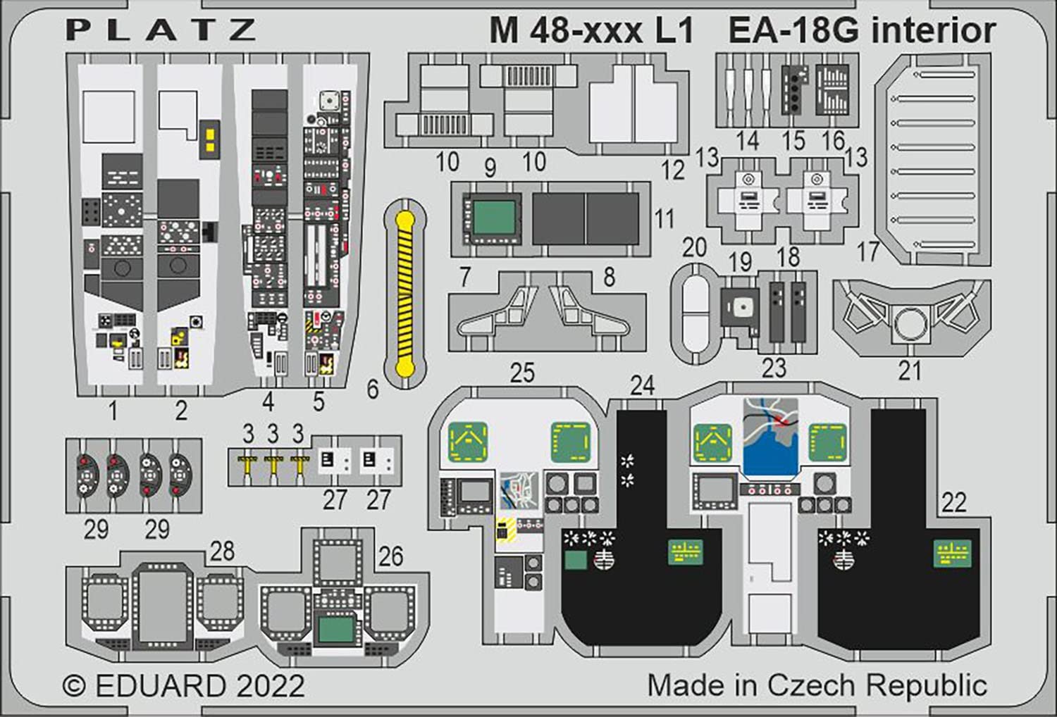 PLATZ 1/48 EA-18G Growler Cockpit Etching Parts for Model Kits