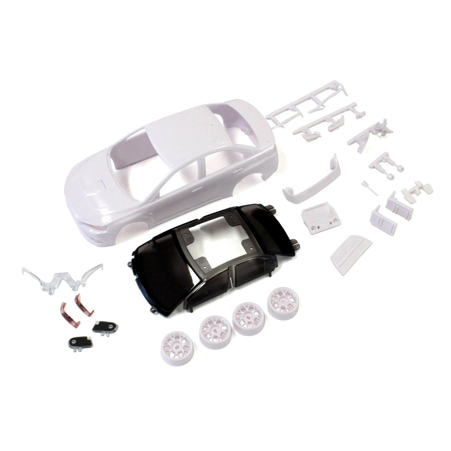 Kyosho Lancer Evolution X White Body Set Unpainted with Wheels