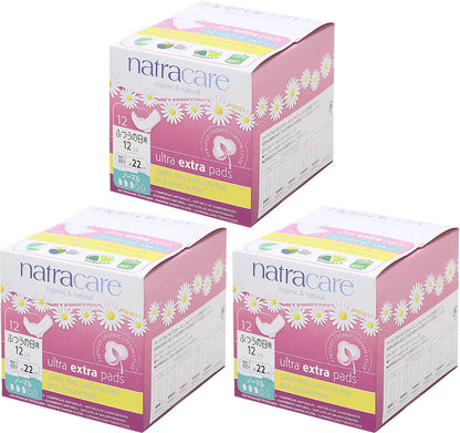 Natracare Organic Cotton Regular Day Pads with Wings 12 Count