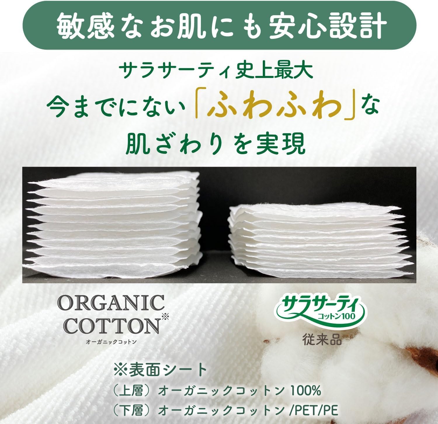 Sarasaty Organic Cotton Panty Liners 48 Count Fragrance-Free
