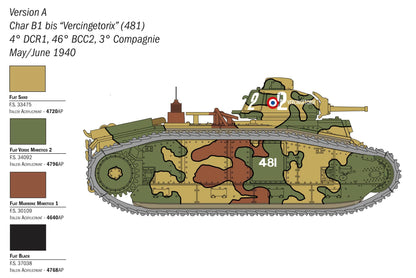 Italeri 1/56 Scale WWII French B1 bis Heavy Tank Model Kit