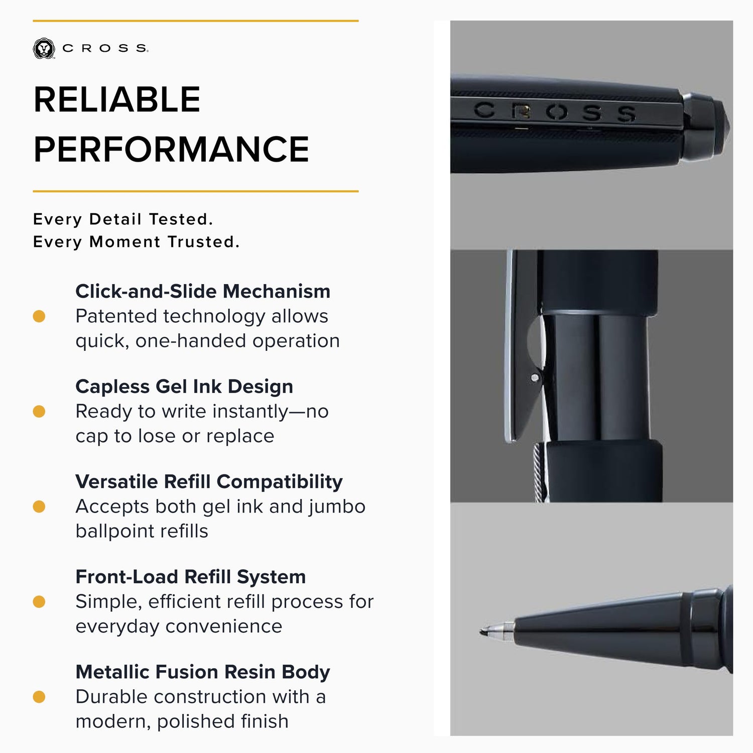 Cross Edge Ballpoint Pen Matte Black Lacquer for Smooth Writing