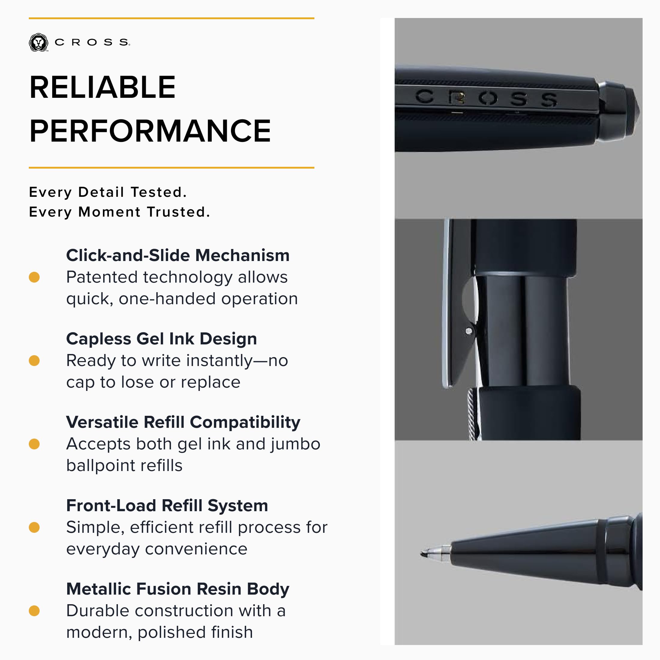 Cross Edge Ballpoint Pen Matte Black Lacquer for Smooth Writing