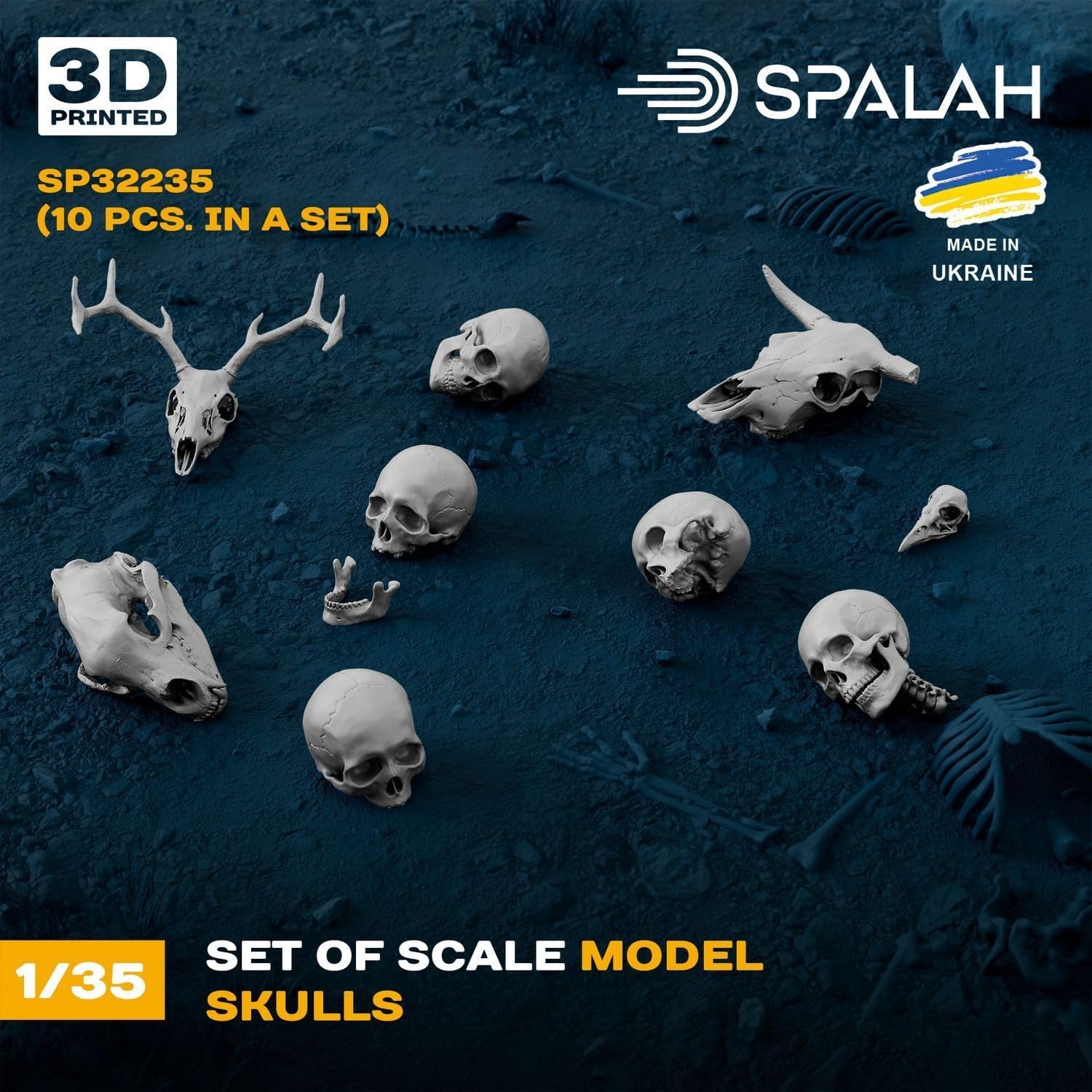Spalah 1/35 Skull Set of 10 for Scale Models and Collectibles