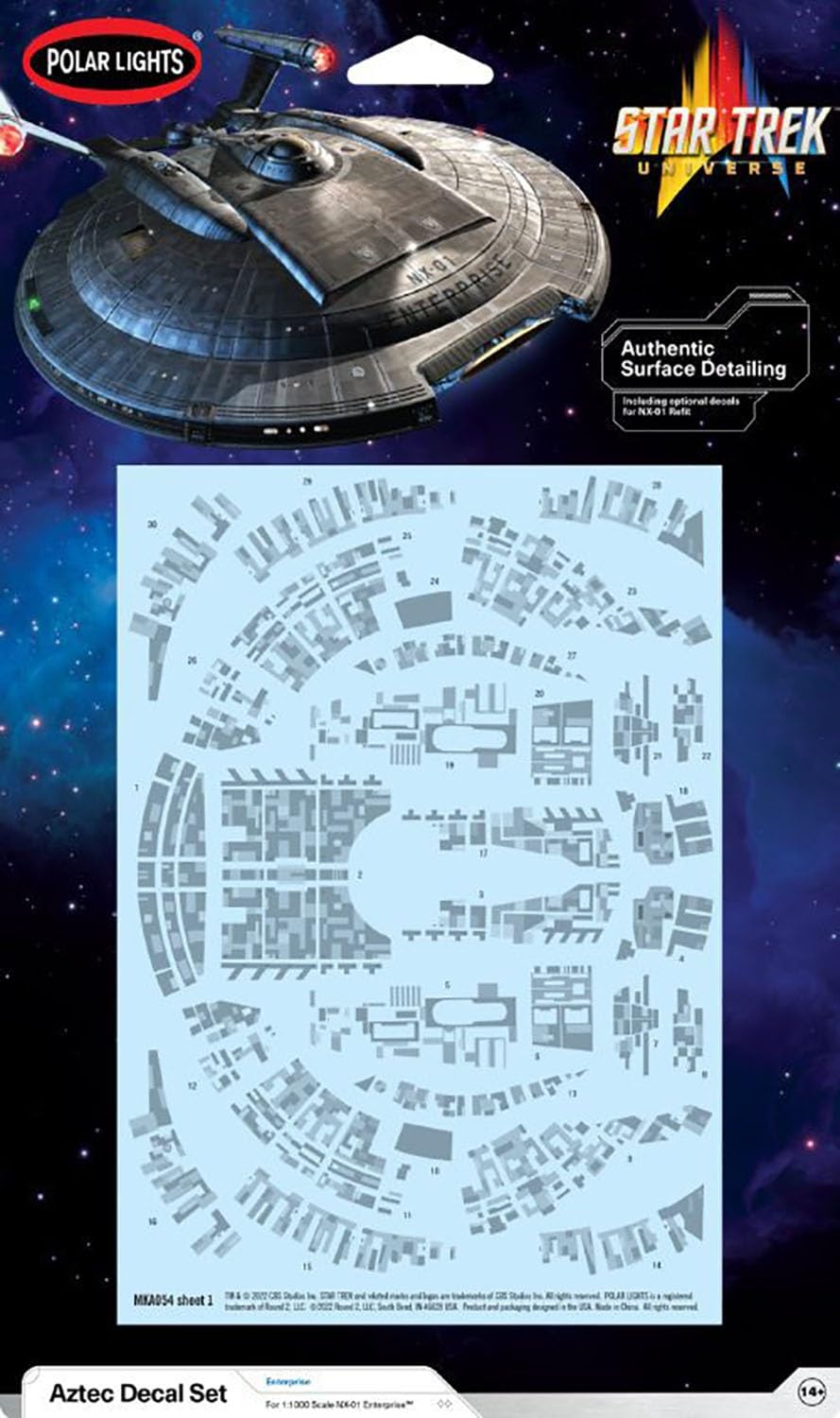 PLATZ Star Trek Enterprise NX-01 Aztec Decal Set for 1/1000 Scale Model