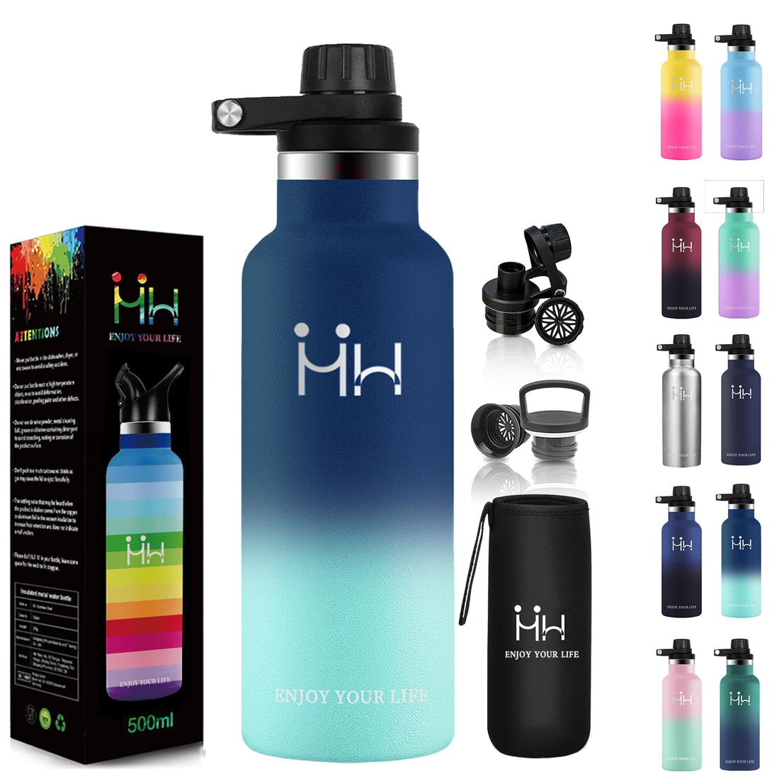 KollyKolla 750ml Vacuum Insulated Water Bottle with 2-Way Drinking