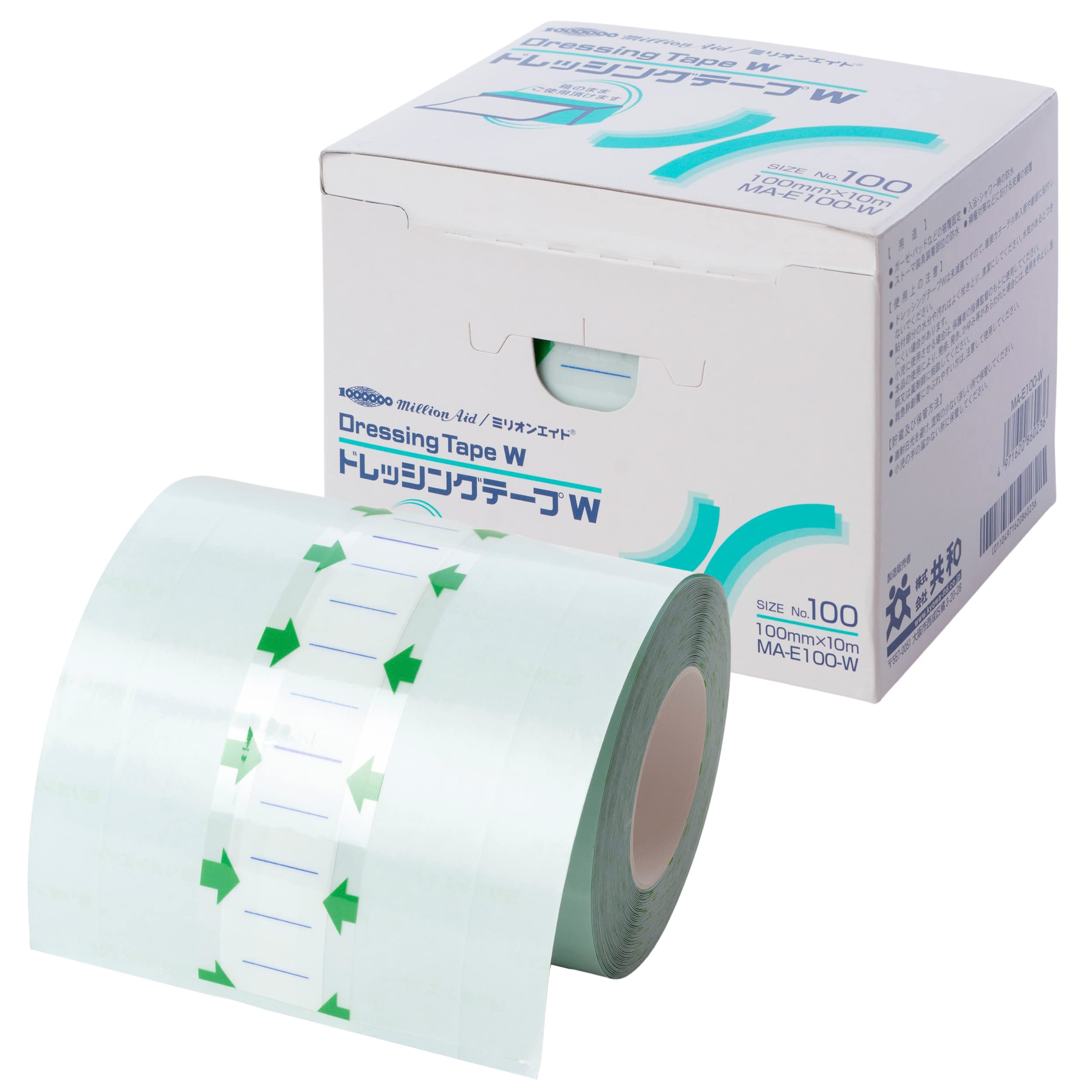 Million Aid Dressing Tape W 100mm x 10m Waterproof Film Roll