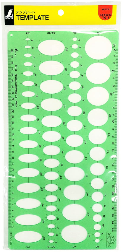 Shinwa Sokutei Oval Template Ruler for Precision Measurement