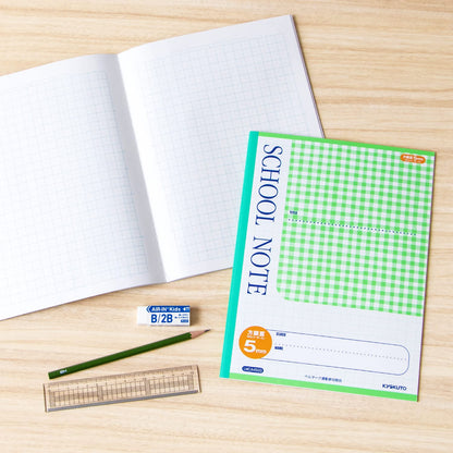 Kyokuto School Notebook 5mm Graph Semi A4 Green Check Pattern