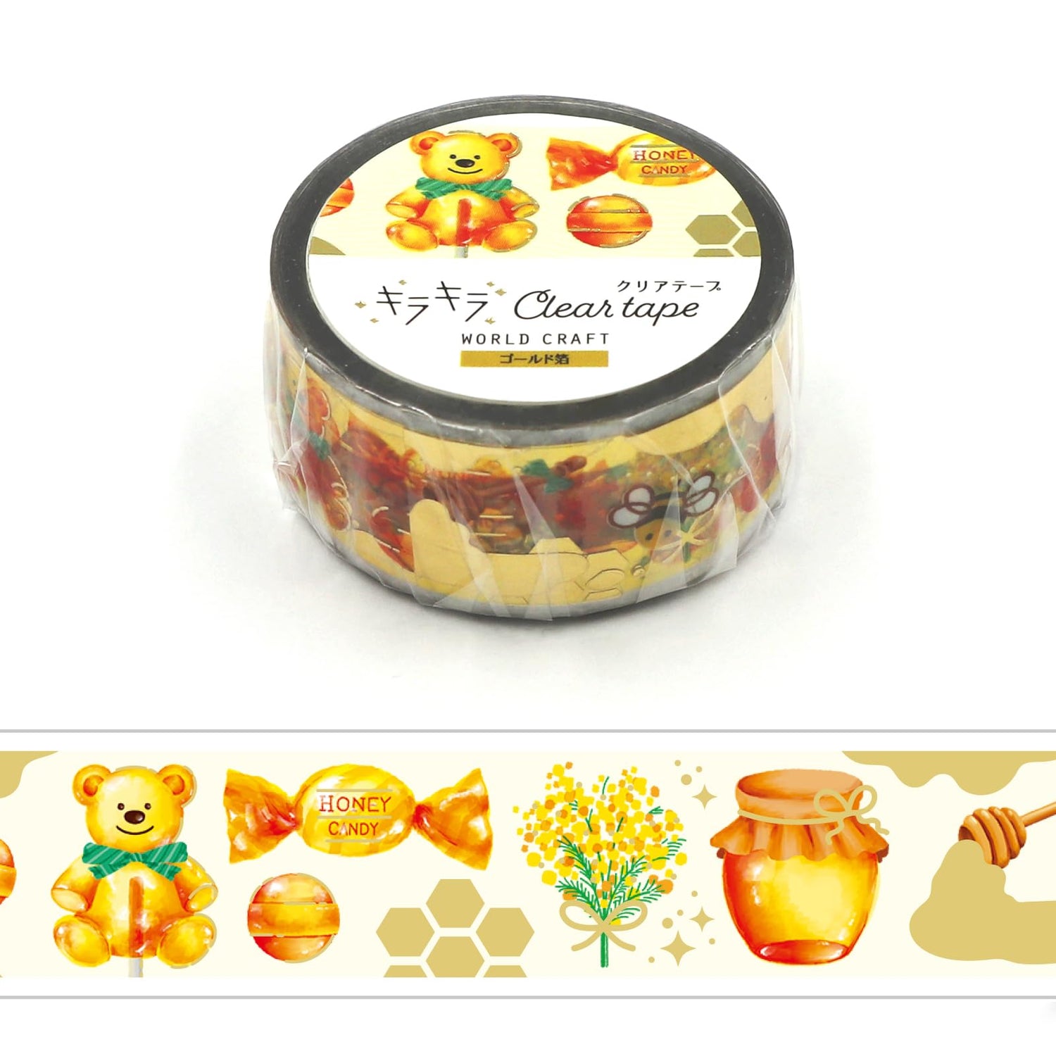 World Craft Masking Tape Glitter Clear Tape Gold Foil 20mm