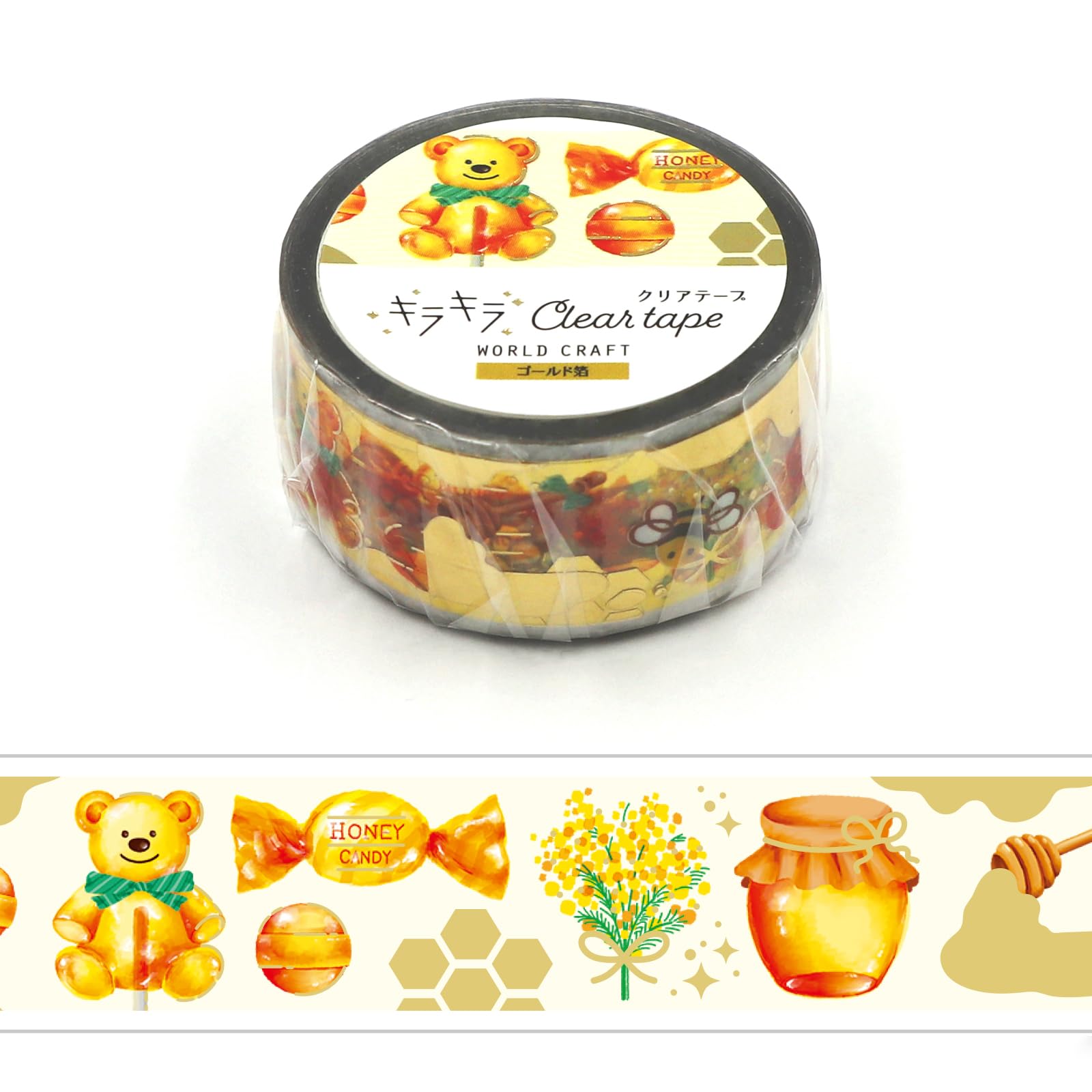 World Craft Masking Tape Glitter Clear Tape Gold Foil 20mm