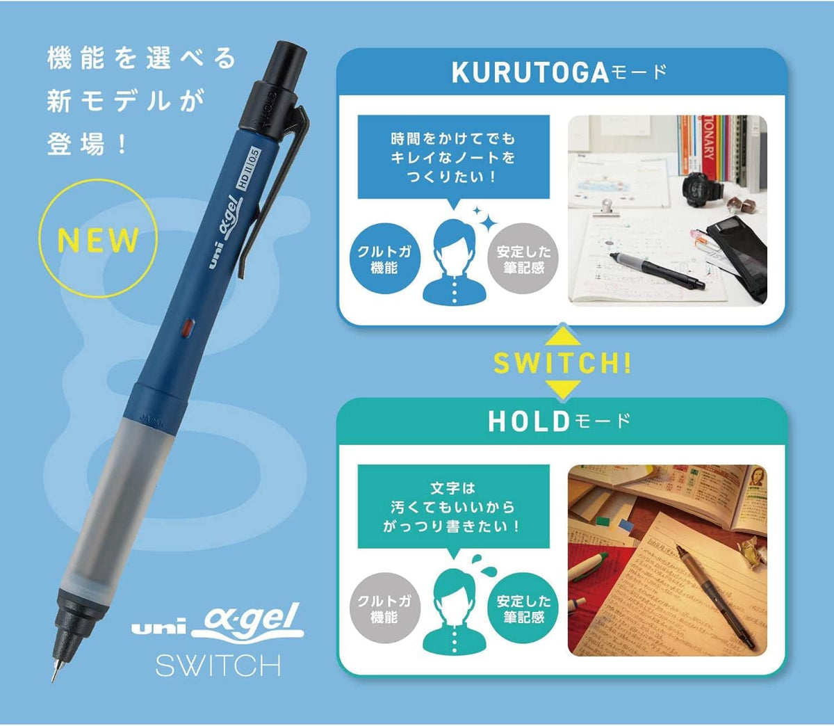 Mitsubishi Pencil Alpha Gel Switch Mechanical Pencil 0.5 Dark Olive