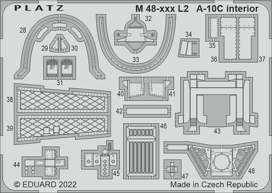 PLATZ 1/48 A-10C Thunderbolt II Cockpit Etching Parts