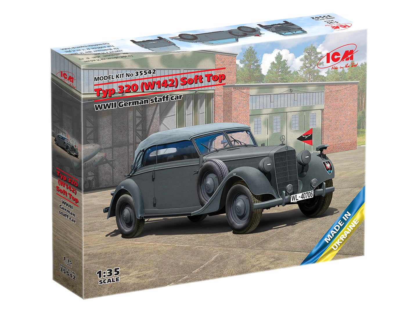 ICM 1/35 German Typ320 Soft Top Staff Car Model Kit