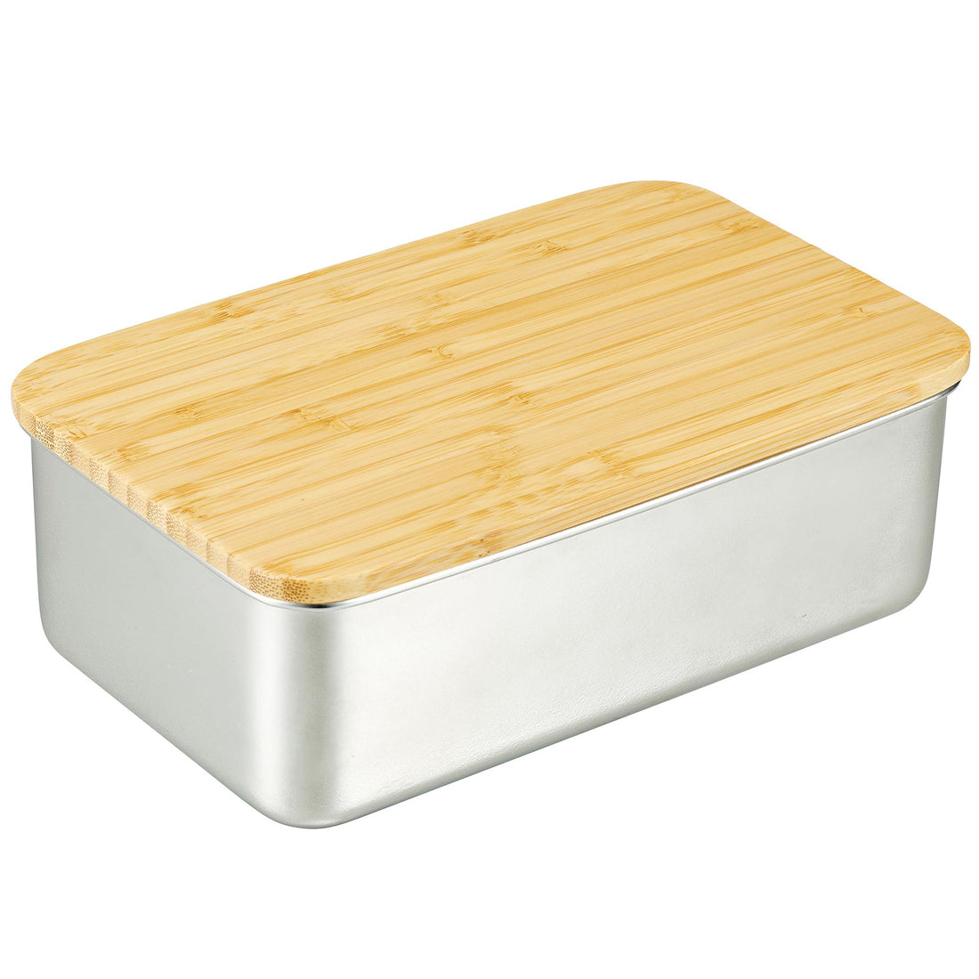 nonoji Stainless Steel Lunch Box Rectangle with Natural Wood Lid
