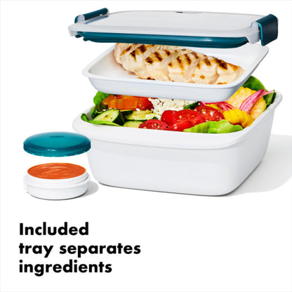 OXO Salad Container with Dressing Cup 1.5L Leak-Proof Design