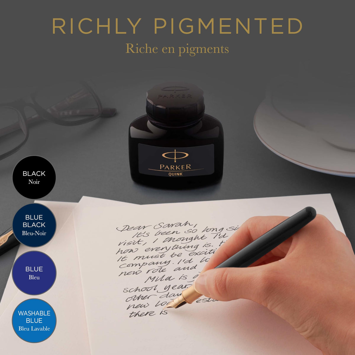 PARKER Quink Bottle Ink Black 50ml for Smooth Writing