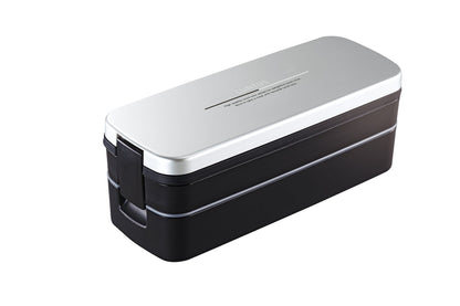Asvel Two-Tier Lunch Box with Bag Silver SS-T820