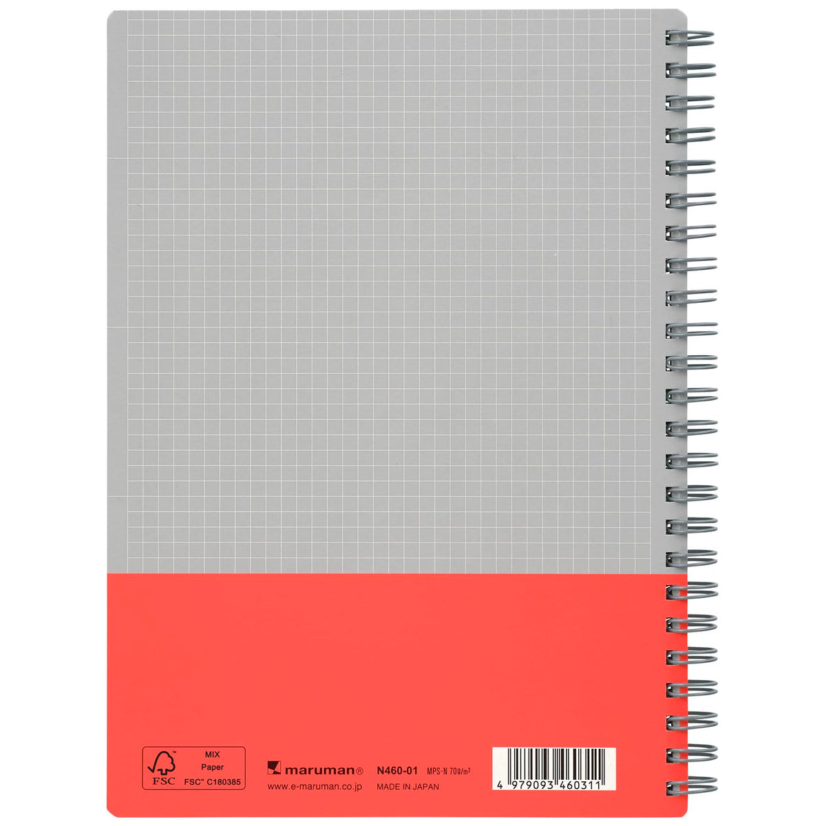 Maruman A5 Utoka Ring Notebook with 4mm Grid Red