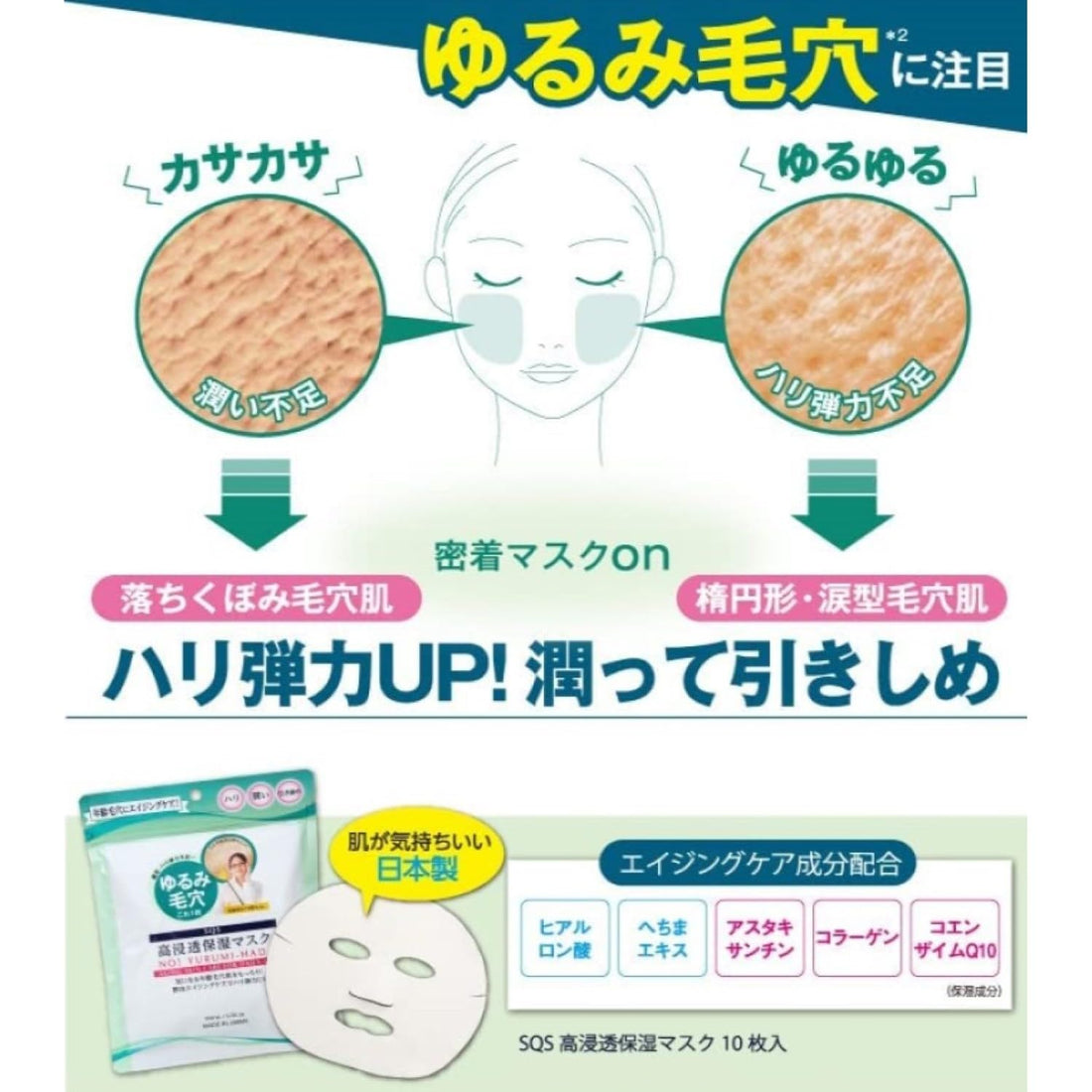 SQS High-Absorption Moisturizing Mask for Pores 10 Sheets