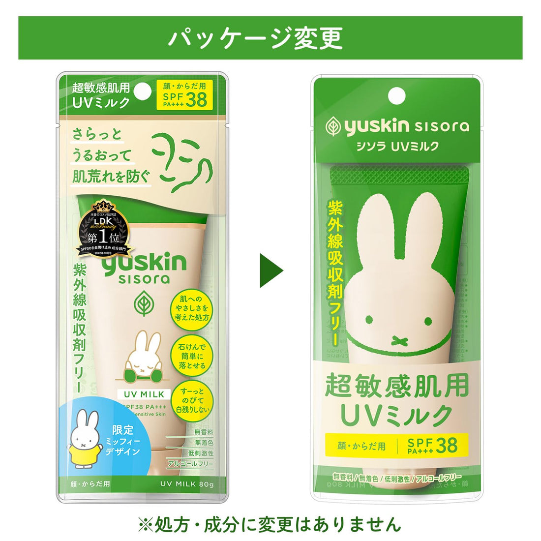 Yuskin Shisora UV Milk Limited Miffy Design 80g Sunscreen SPF38 PA+++
