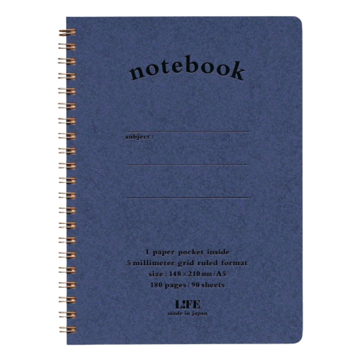 LIFE Notebook A5 with Pocket Blue Graph Paper