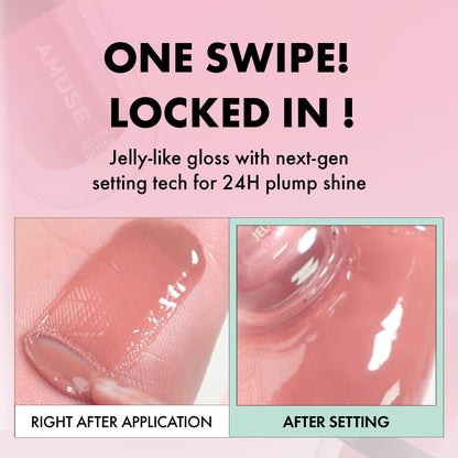AMUSE Gel Fit Gloss Plump Lip Gloss 12 Colors for Moisturized Shine