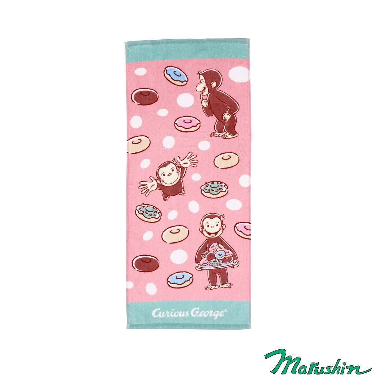 Marushin Face Towel Set Featuring Curious George Delicious Sweets