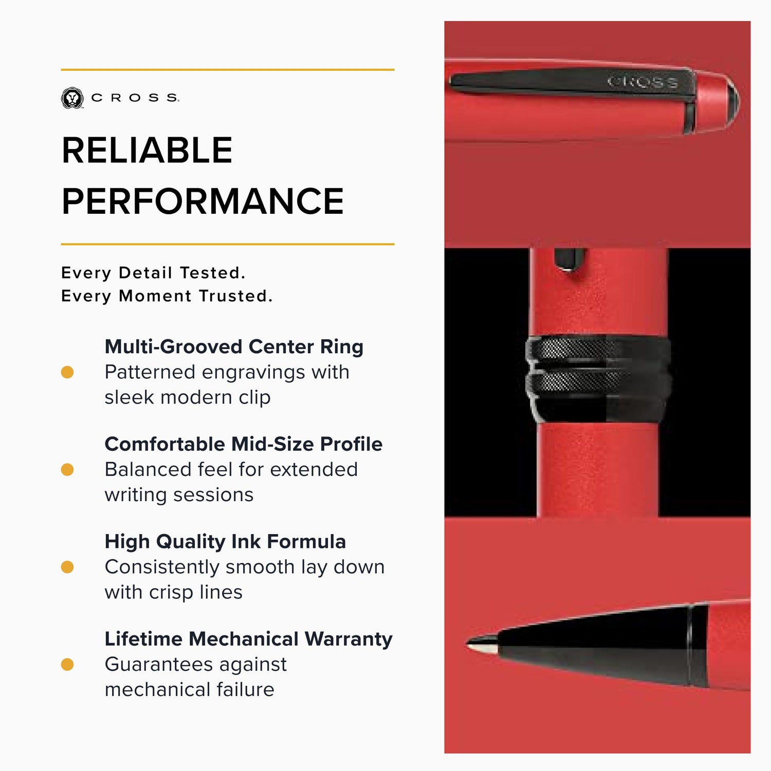 Cross Bailey Matte Red Lacquer Ballpoint Pen for Smooth Writing