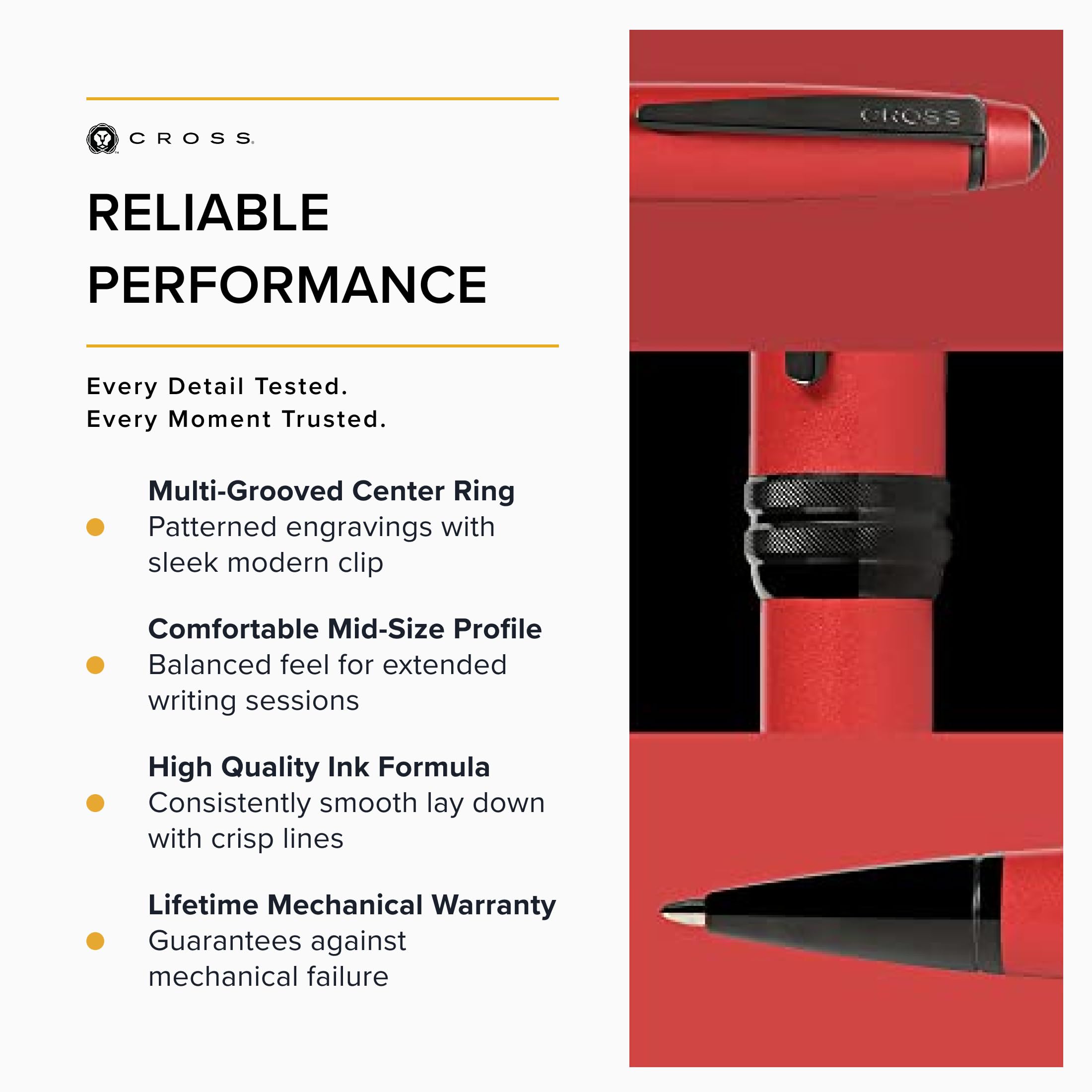 Cross Bailey Matte Red Lacquer Ballpoint Pen for Smooth Writing