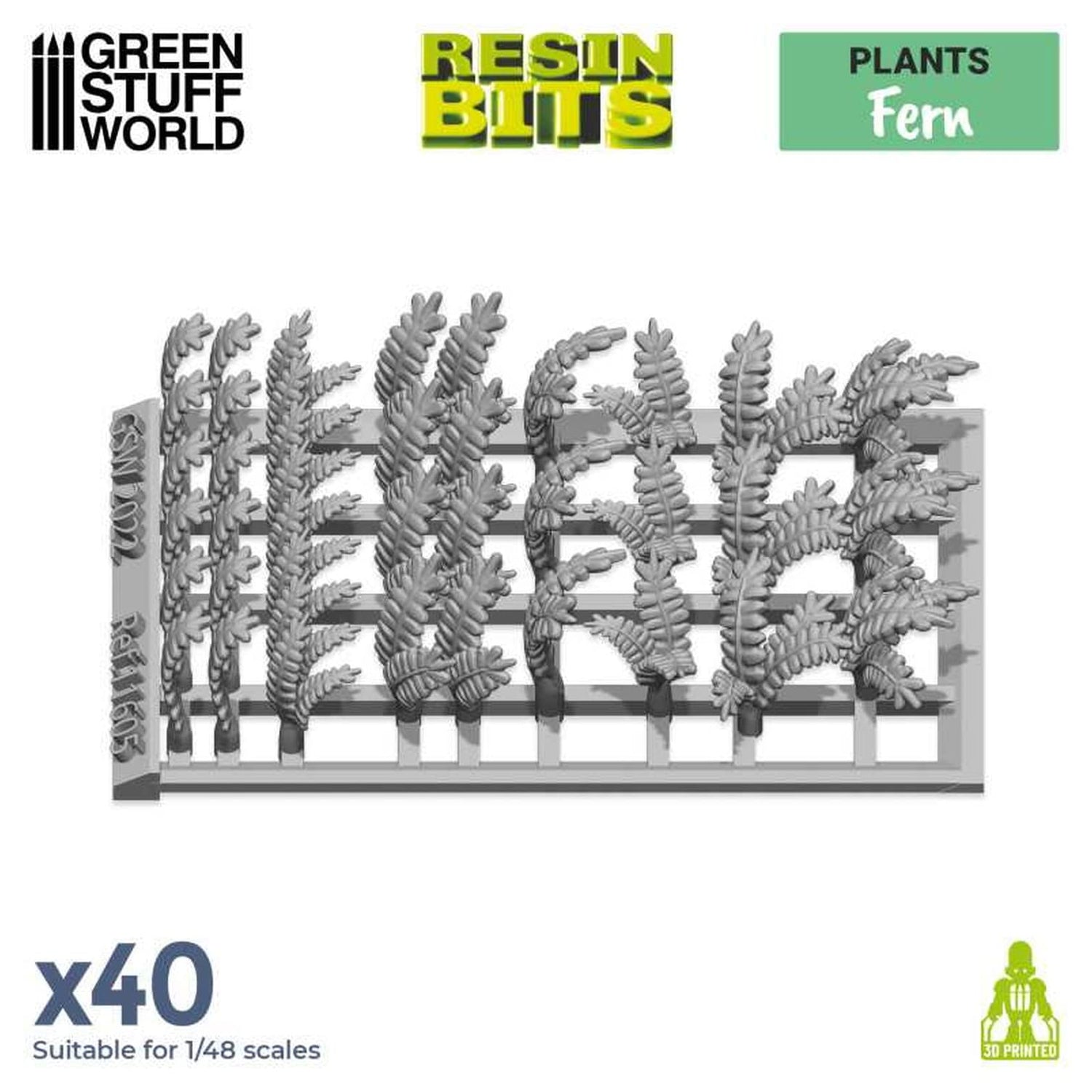 Green Stuff World 3D Printed Fern Leaves Diorama Accessories Set