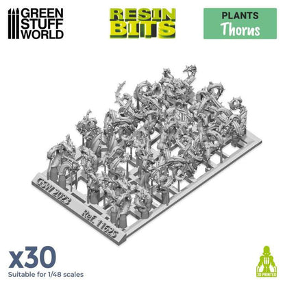 Green Stuff World Diorama Accessories 3D Printed Thorny Plant Branch Set of 30