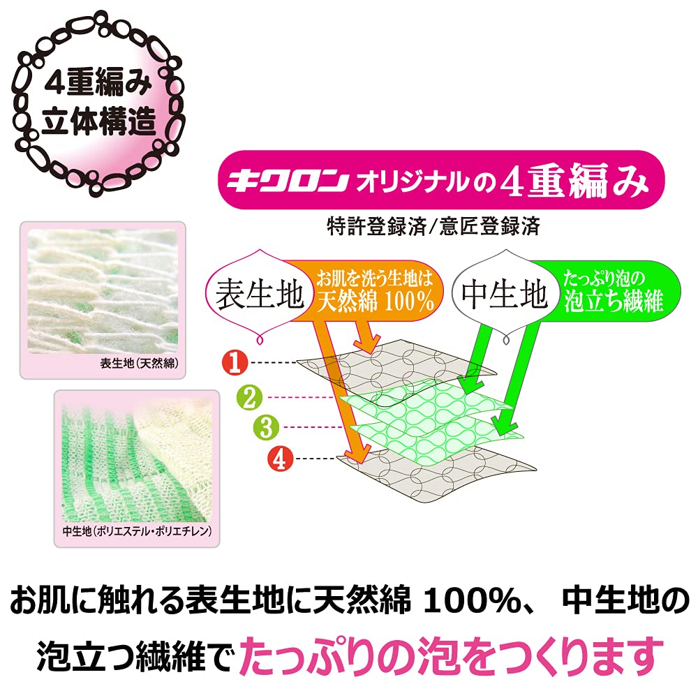 Kikulon Body Towel 100% Cotton Green 24cm x 100cm Gentle Cleansing
