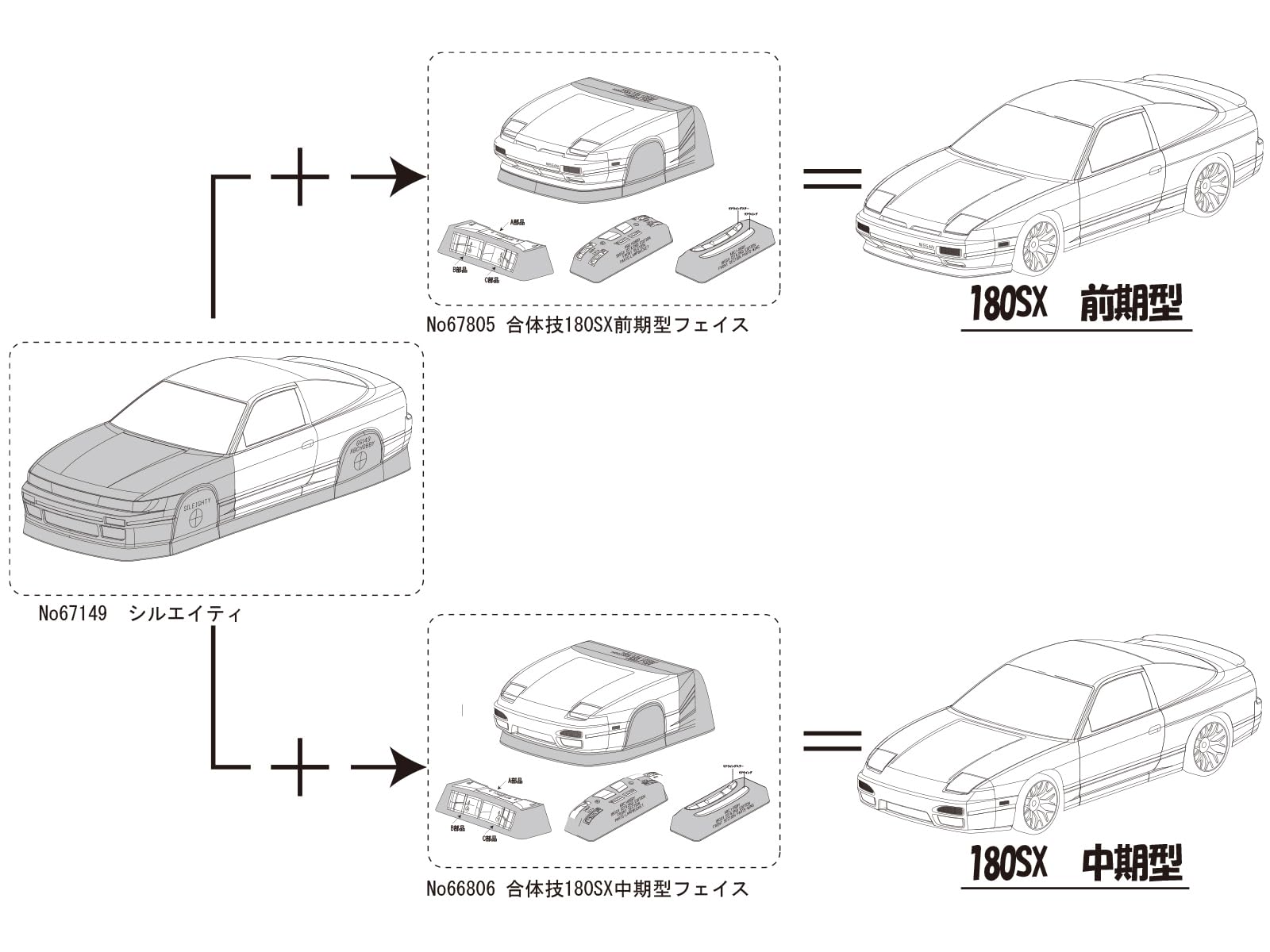 ABC Hobby 180SX Front Face Conversion Kit for Scale Models